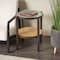 2ft. Brown Rattan Accent Table with Pressed Tempered Glass Top